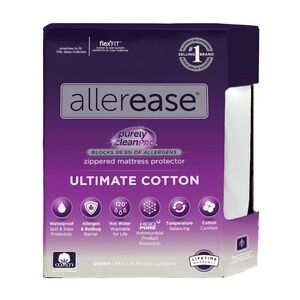 Allerease Ultimate Cotton Allergy Relief Zippered Mattress Protector, King - NEW